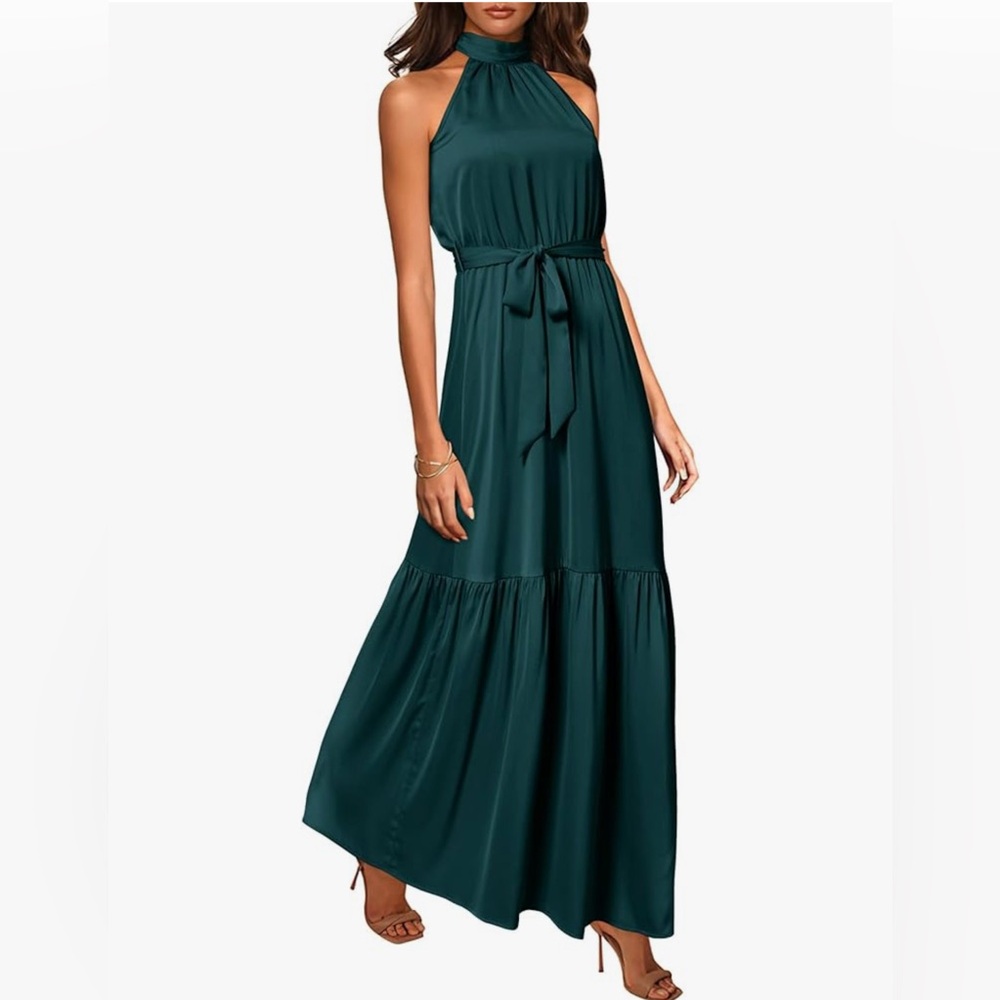 Amazon Emerald Green Satin Dress